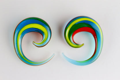 Rainbow Glass Spirals - Pair 1
