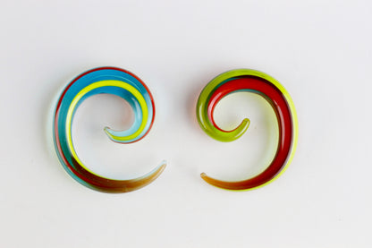 Rainbow Glass Spirals - Pair 2