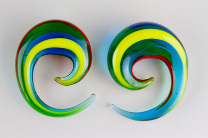 Rainbow Glass Spirals - Pair 3