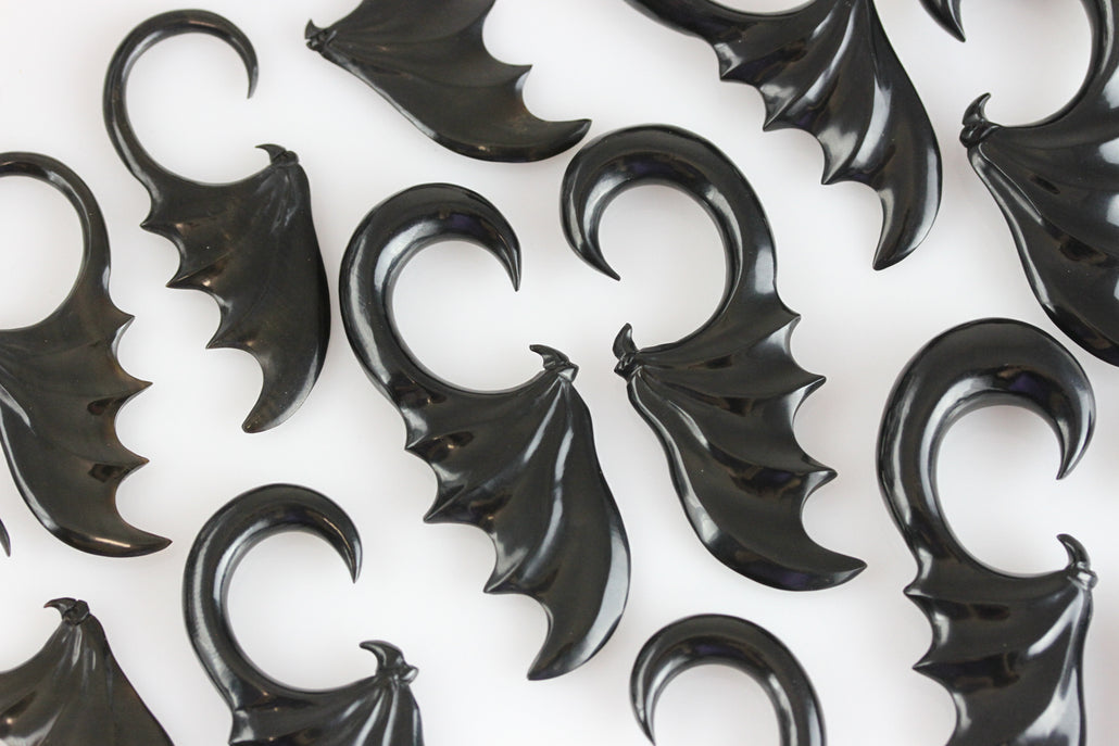 Horn Bat Wings - Hangers for Stretched Ears (Pair) - B049
