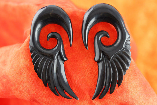 Black Feather Gauged Earrings