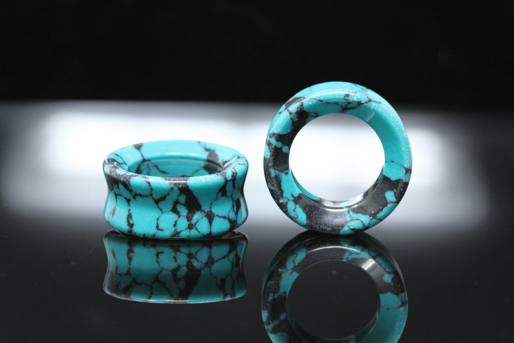 Teal Howlite Tunnels - (Pair) - PH88