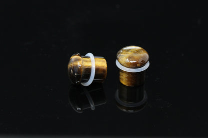 Single Flare Tigers Eye Plugs for stretched ears (Pair) - PH130
