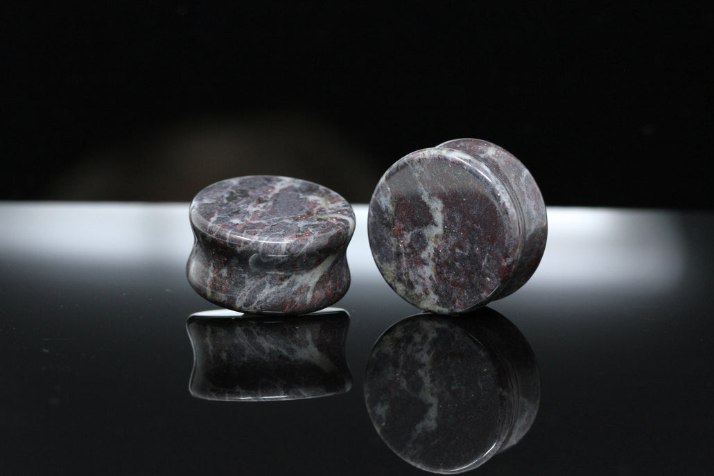 Black Magma Stone Plugs for stretched ears (Pair) - PH52