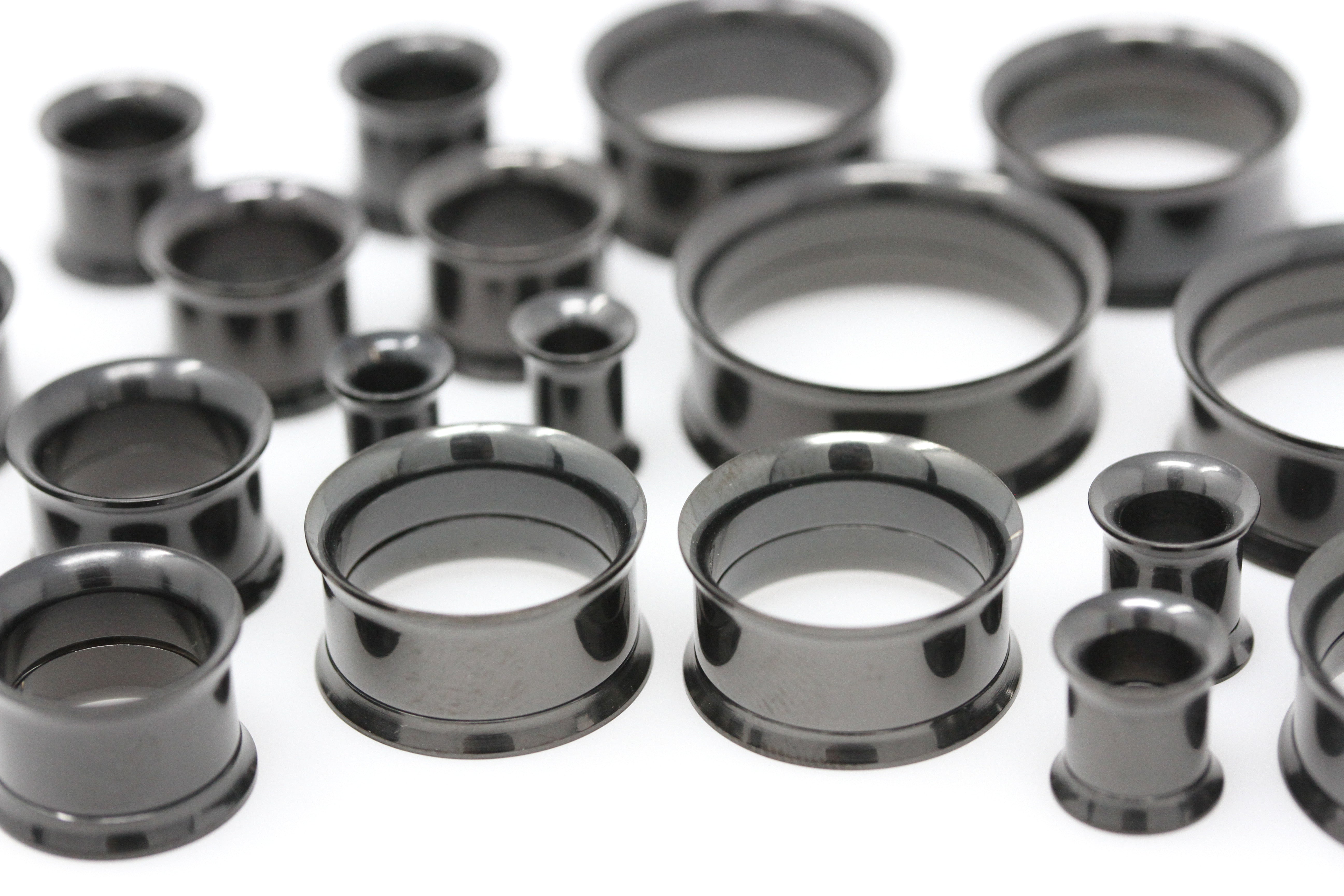 Black Stainless Steel Tunnels Screw on Tunnel Pair PSS03