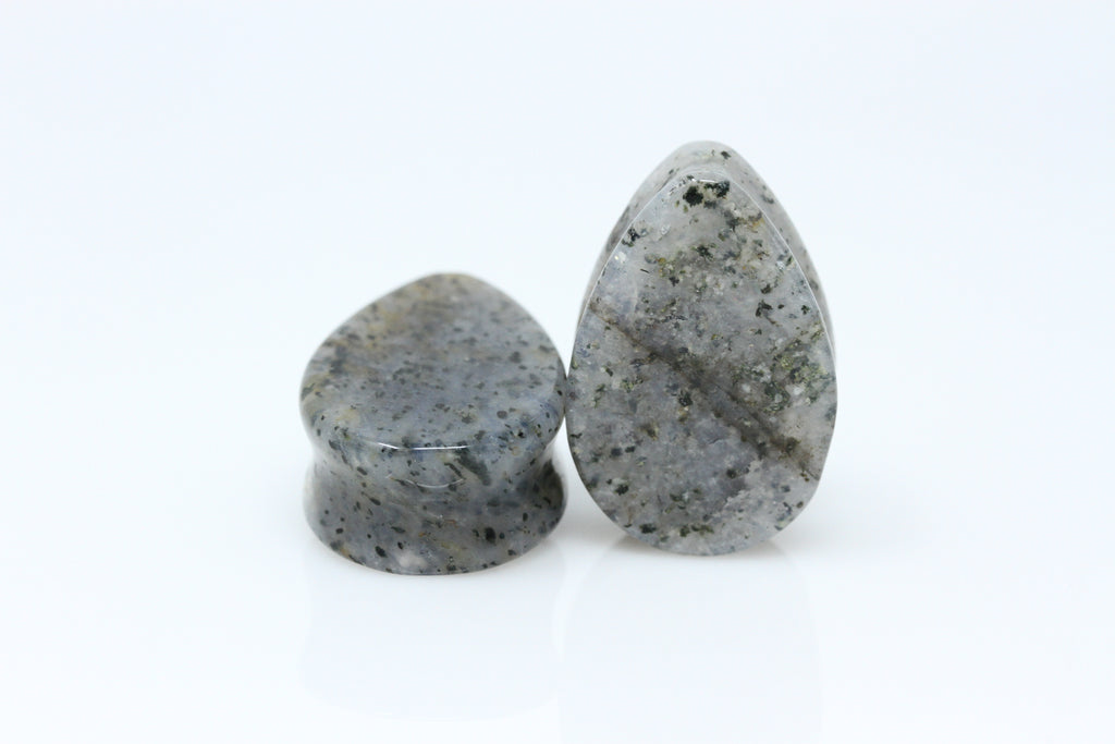 Grass Quartz Teardop Plugs - (Pair) - PH95