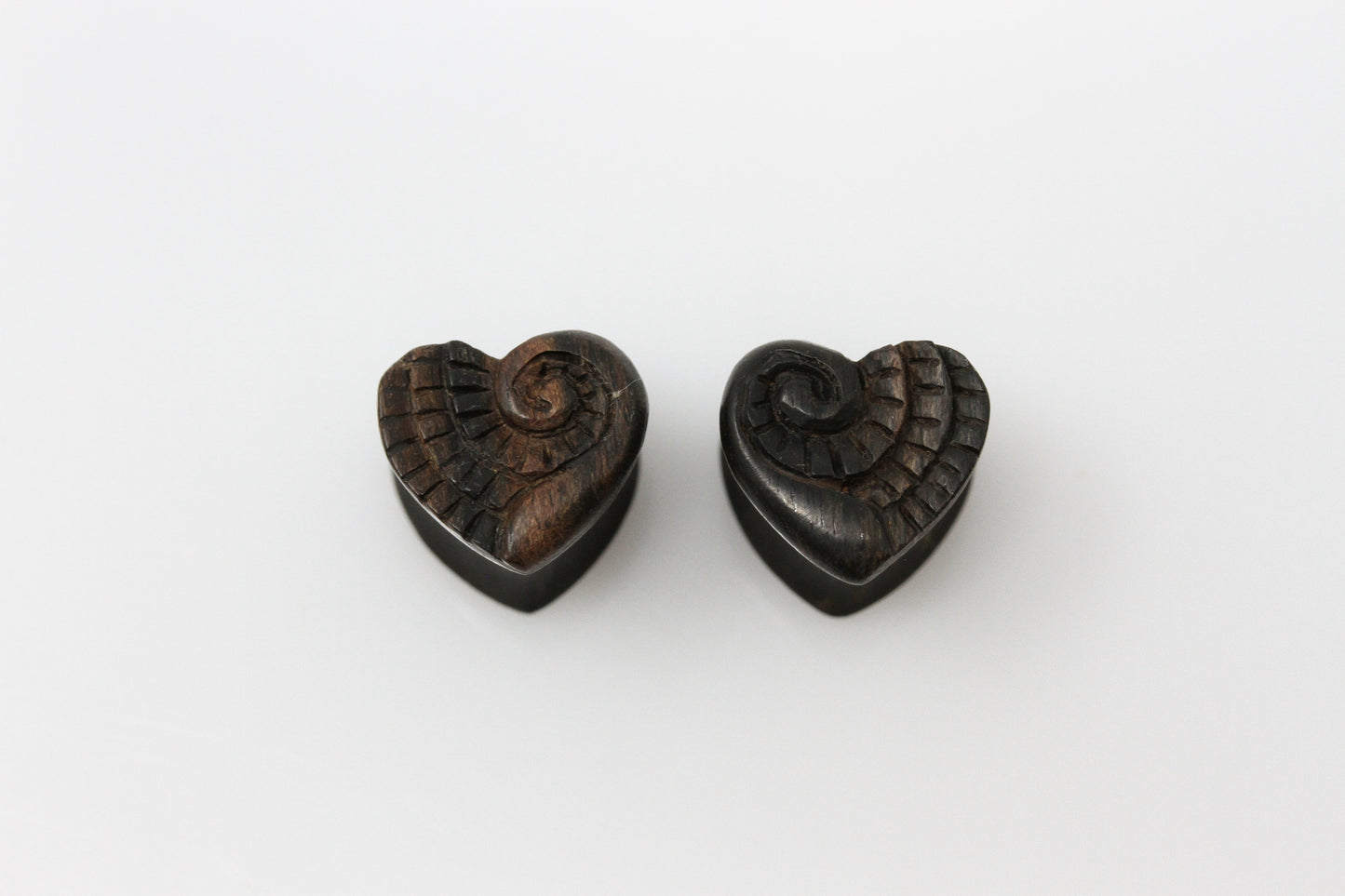 Wood Heart Shaped plugs - Pair 3