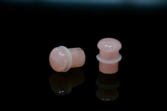 Single Flare Rose Quartz Plugs for stretched ears (Pair) - PH131