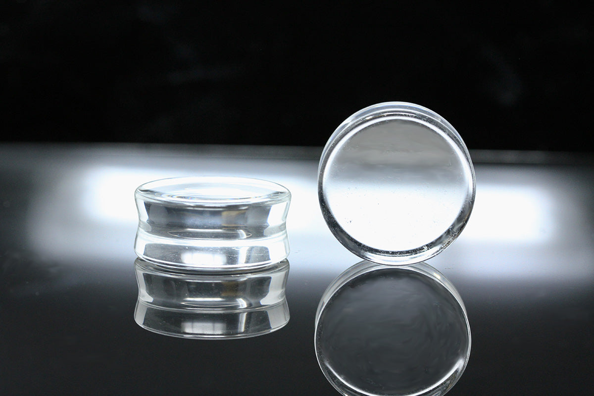 clear gauges glass plugs
