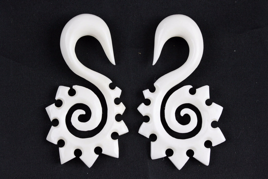 White Stretching Plug Earrings (Pair) - C001