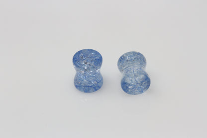 Blue Shatter Glass Plugs - Pair 2