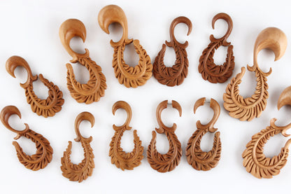 Wood Curved Feather Hanger Plugs - Group 1