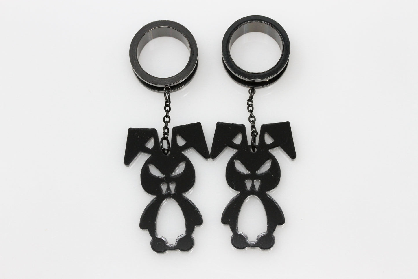 Fluffy Stainless Steel / Acrylic Danglers - Screw on Tunnel (Pair) - TF003