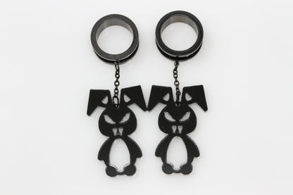 Fluffy Stainless Steel / Acrylic Danglers - Screw on Tunnel (Pair) - TF003
