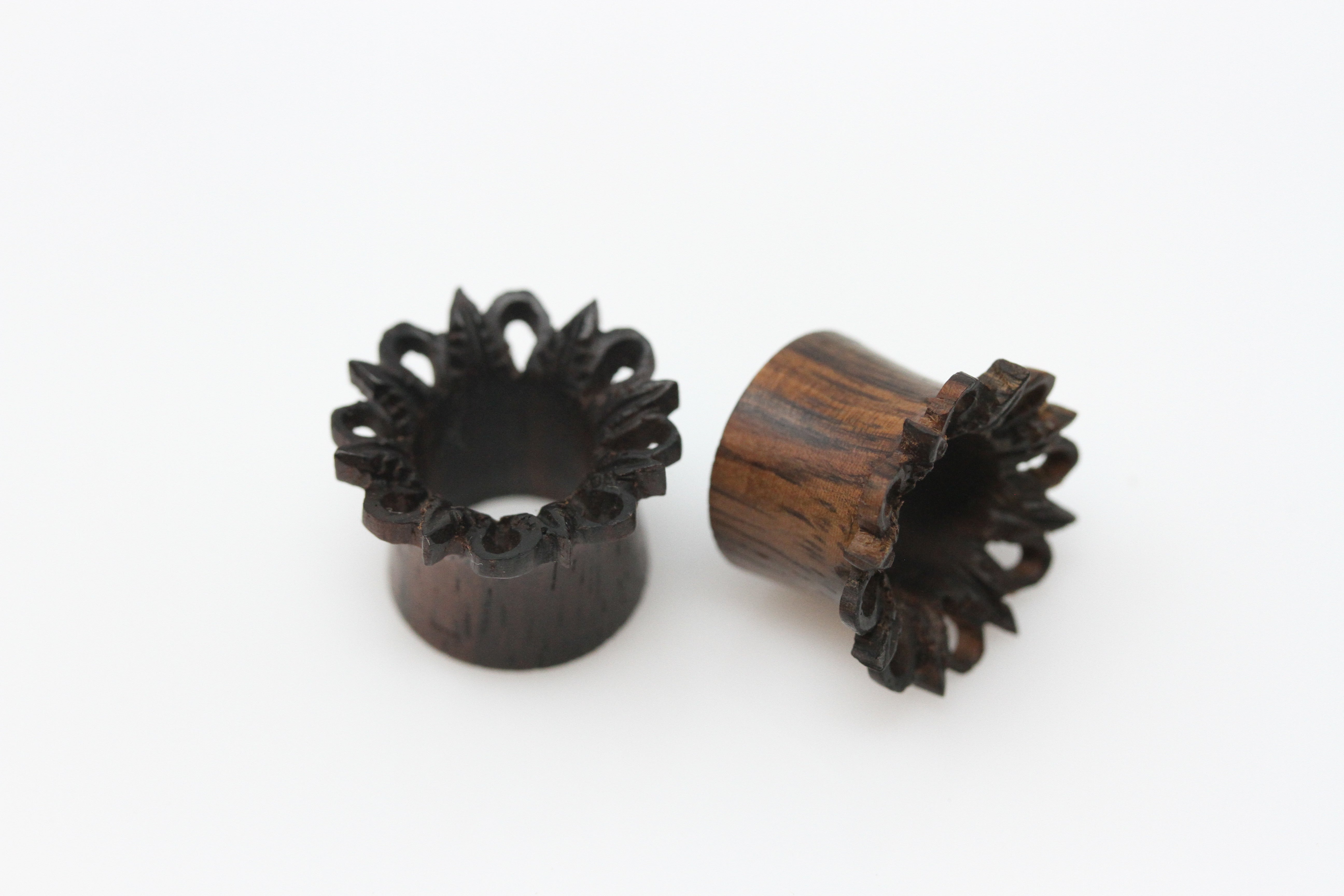 Tunnel Per Orecchio In Legno Di Areng Con Scanalature - Foto 6