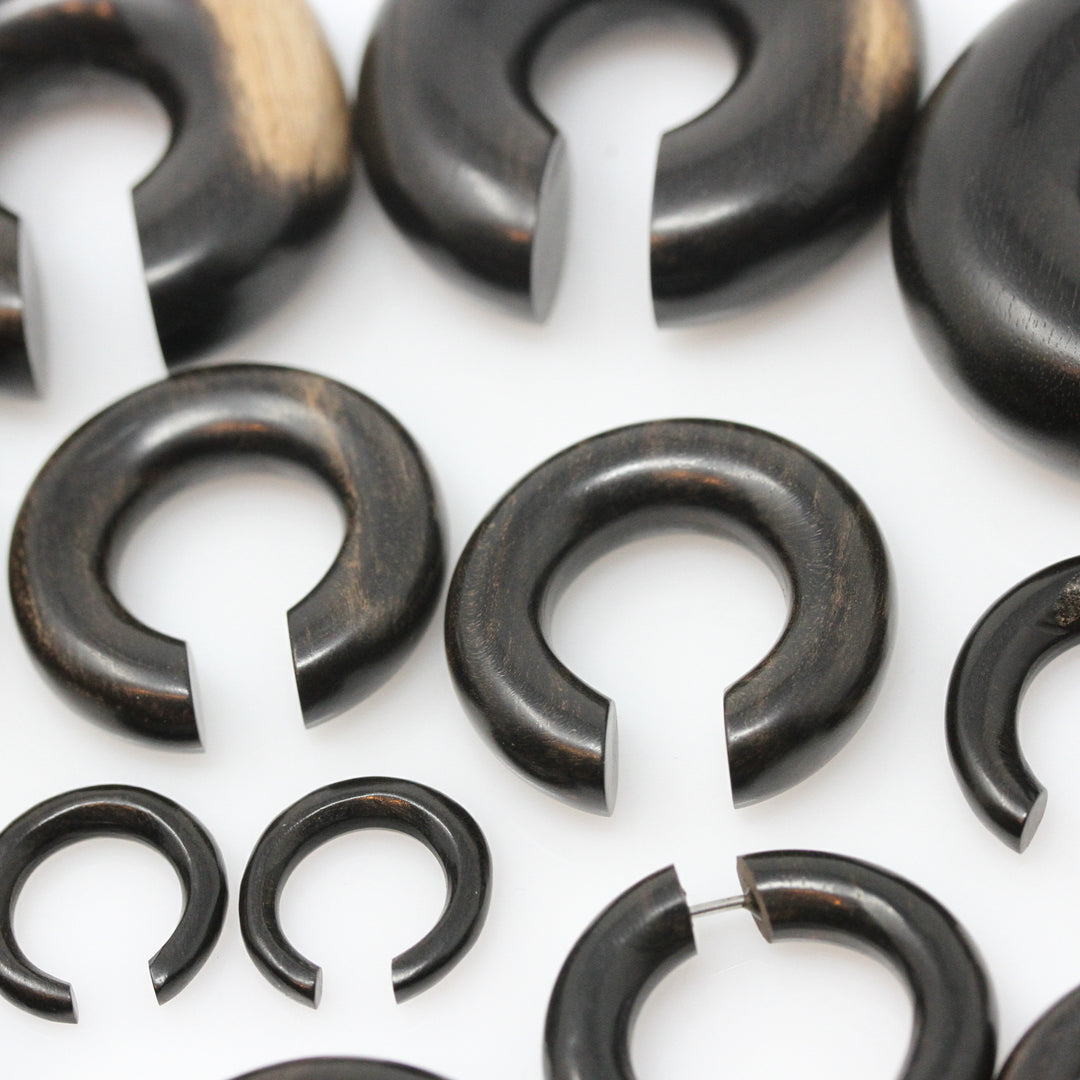 Dark Wood Hoop Plugs