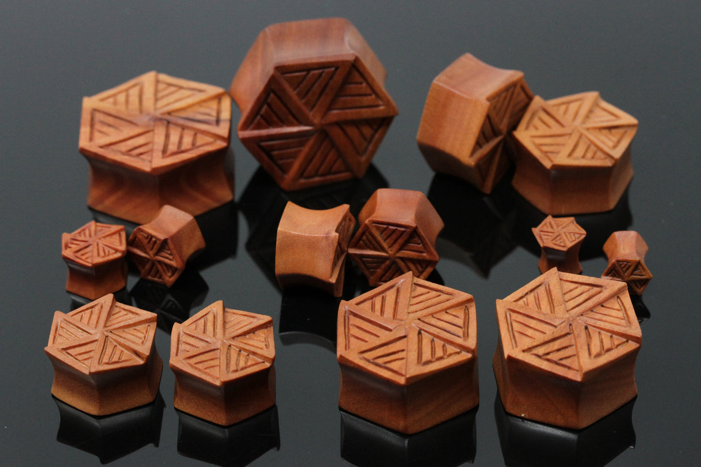 Wood Hexagon Shaped Plugs - Group 1