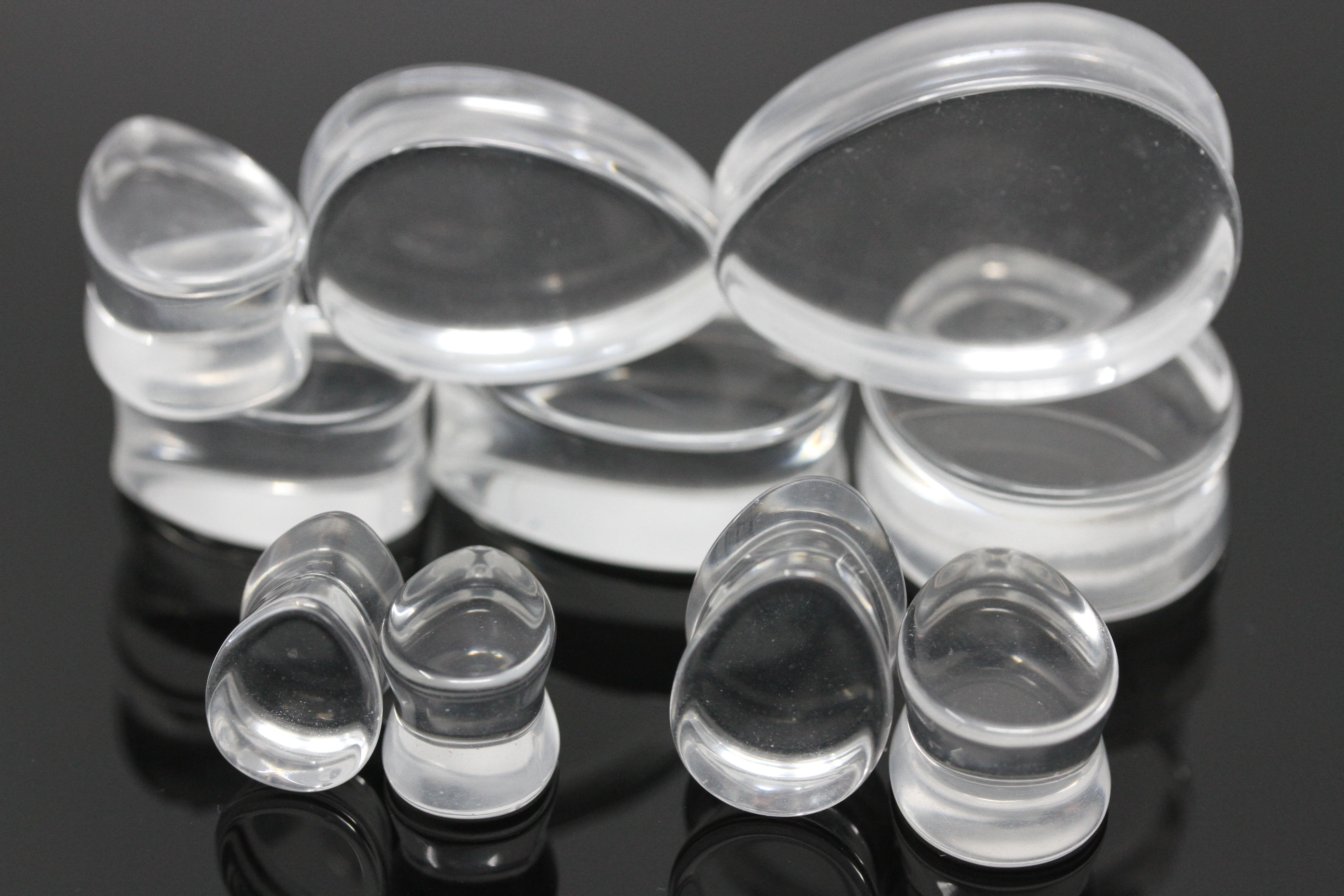 Clear Glass Teardrop Plugs (Pair) - PH43 – Two Feather Plugs