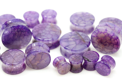 Purple Dragon Glass Plugs for stretched ears (Pair) - PH51