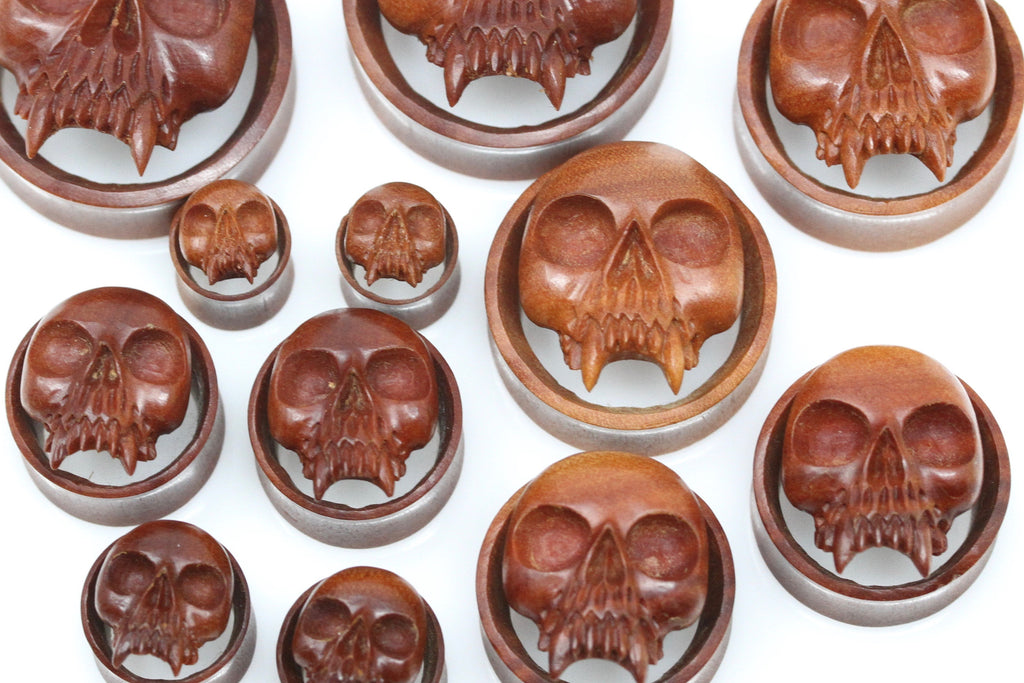 Wood Skull Tunnel Plugs - Group 1