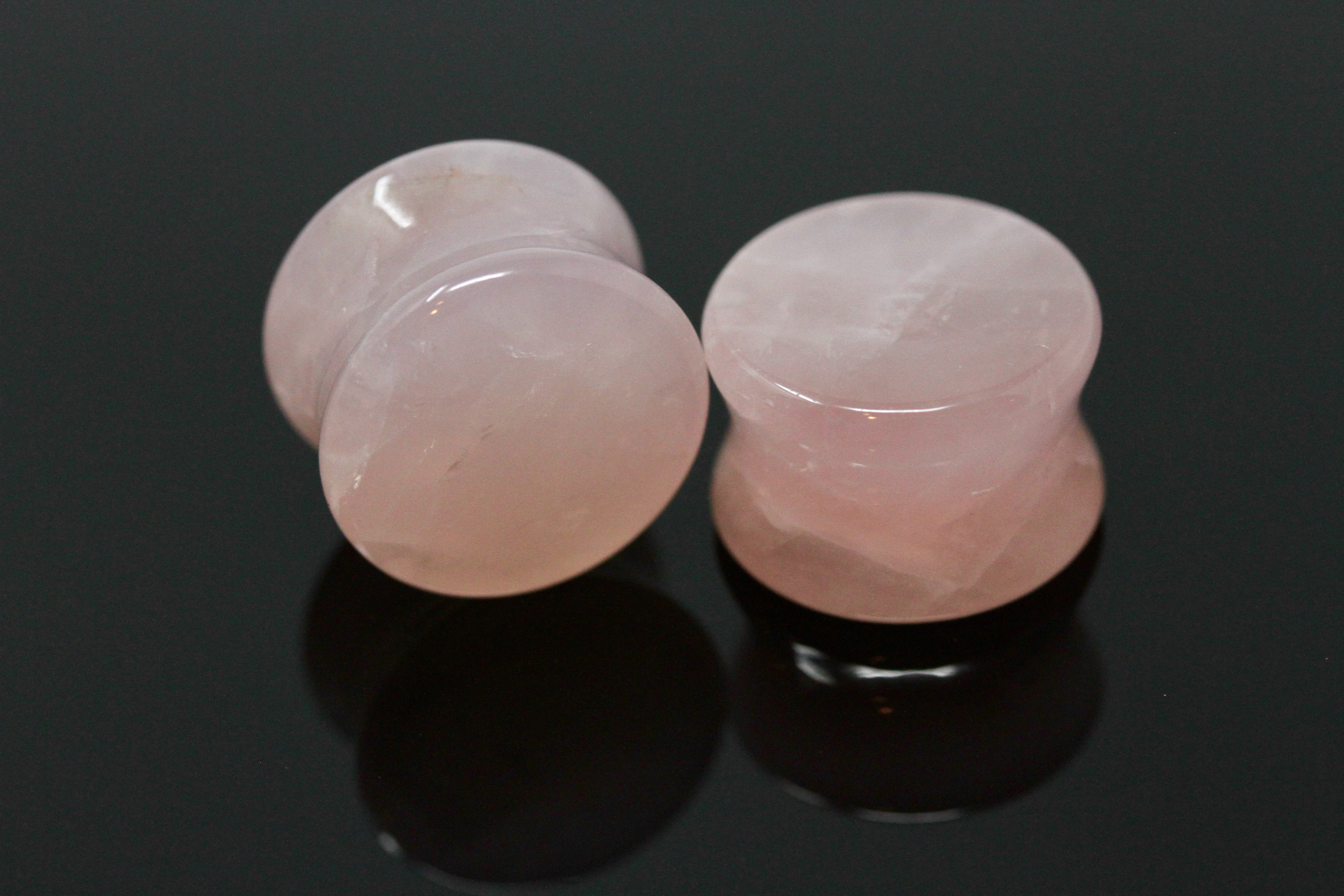 Rose Quartz Stone Plugs - Ear Stretch Stone Plugs (Pair) - PH106