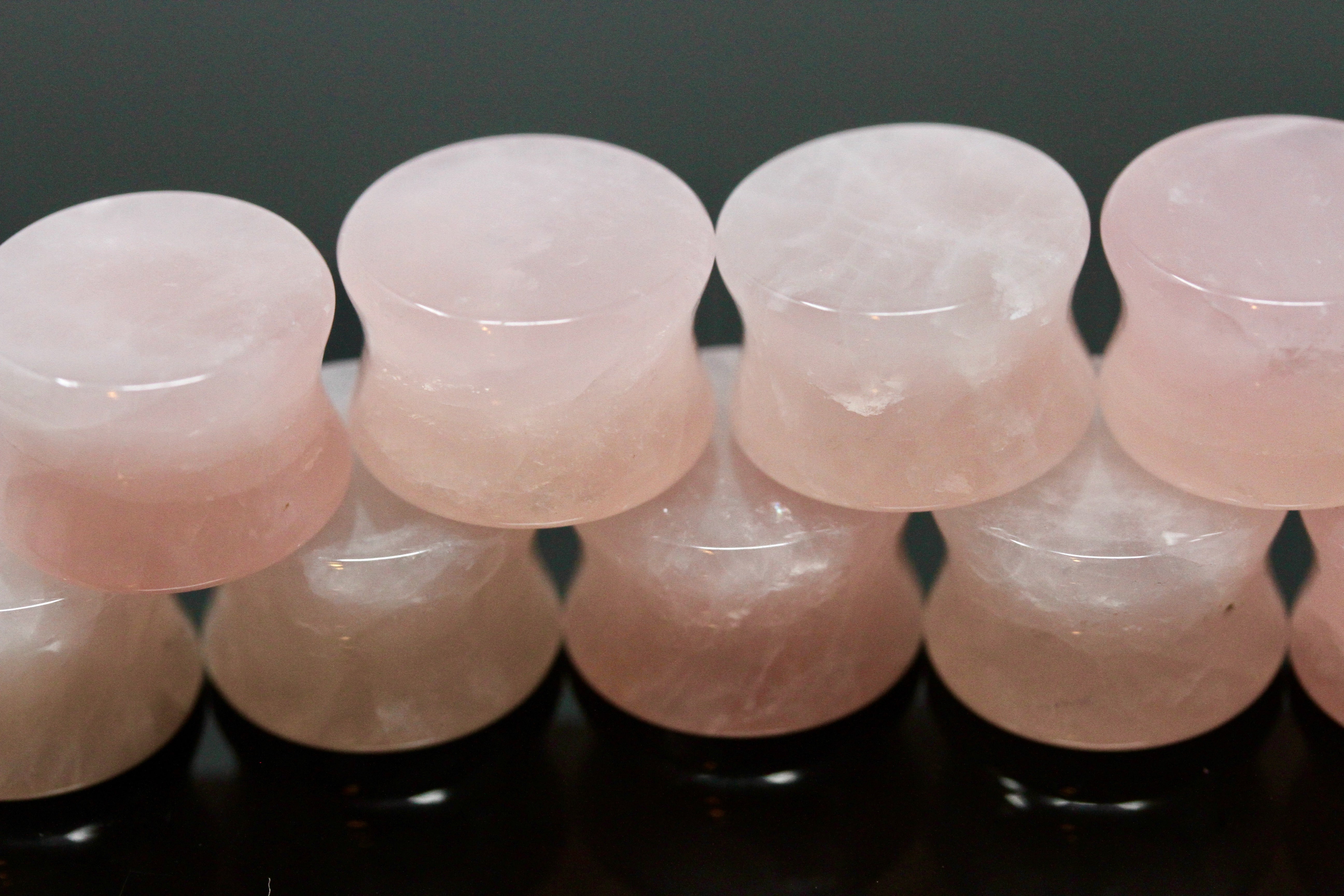 Rose Quartz Stone Plugs - Ear Stretch Stone Plugs (Pair) - PH106