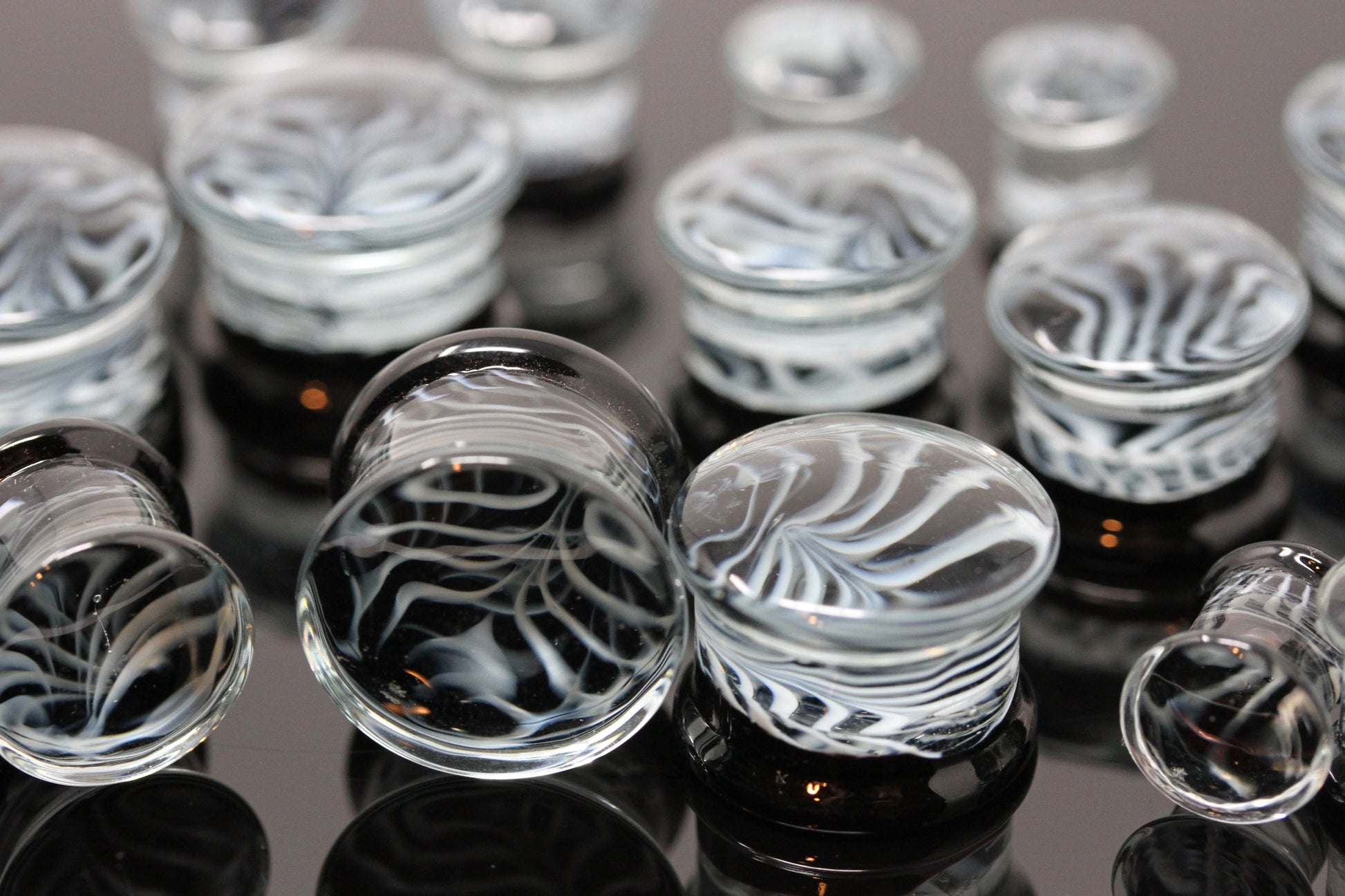 Black and White Glass Plugs - Group 1