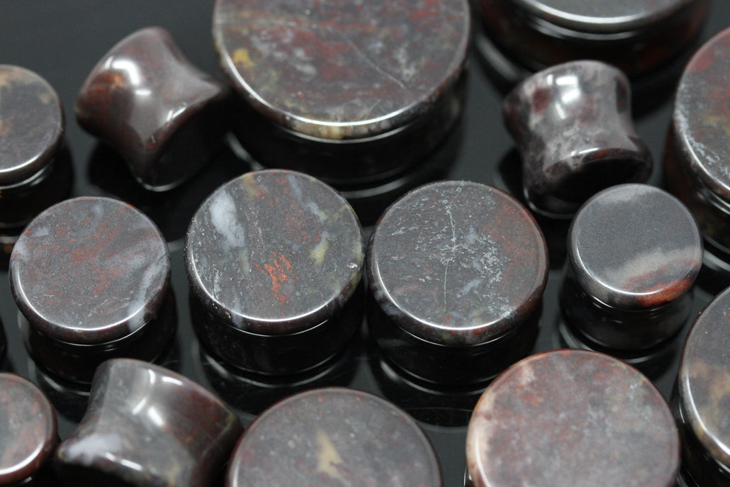 Black Magma Stone Plugs for stretched ears (Pair) - PH52