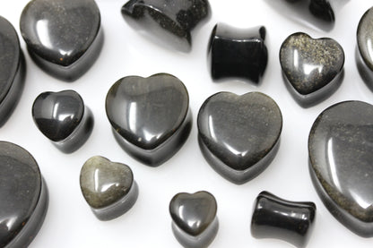 Gold Obsidian Heart Shaped plugs - Group 2