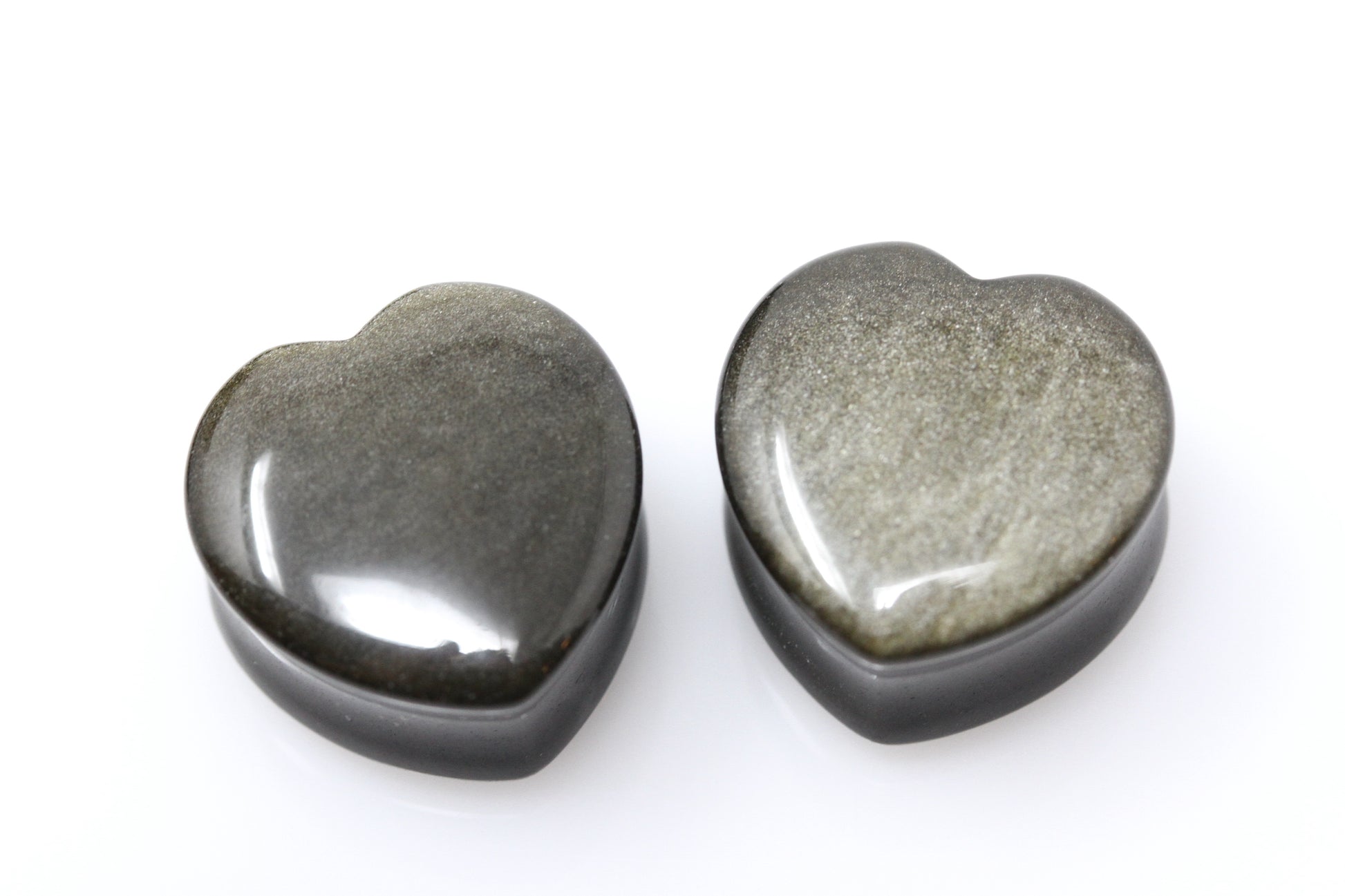 Gold Obsidian Heart Shaped Plugs - Pair 1