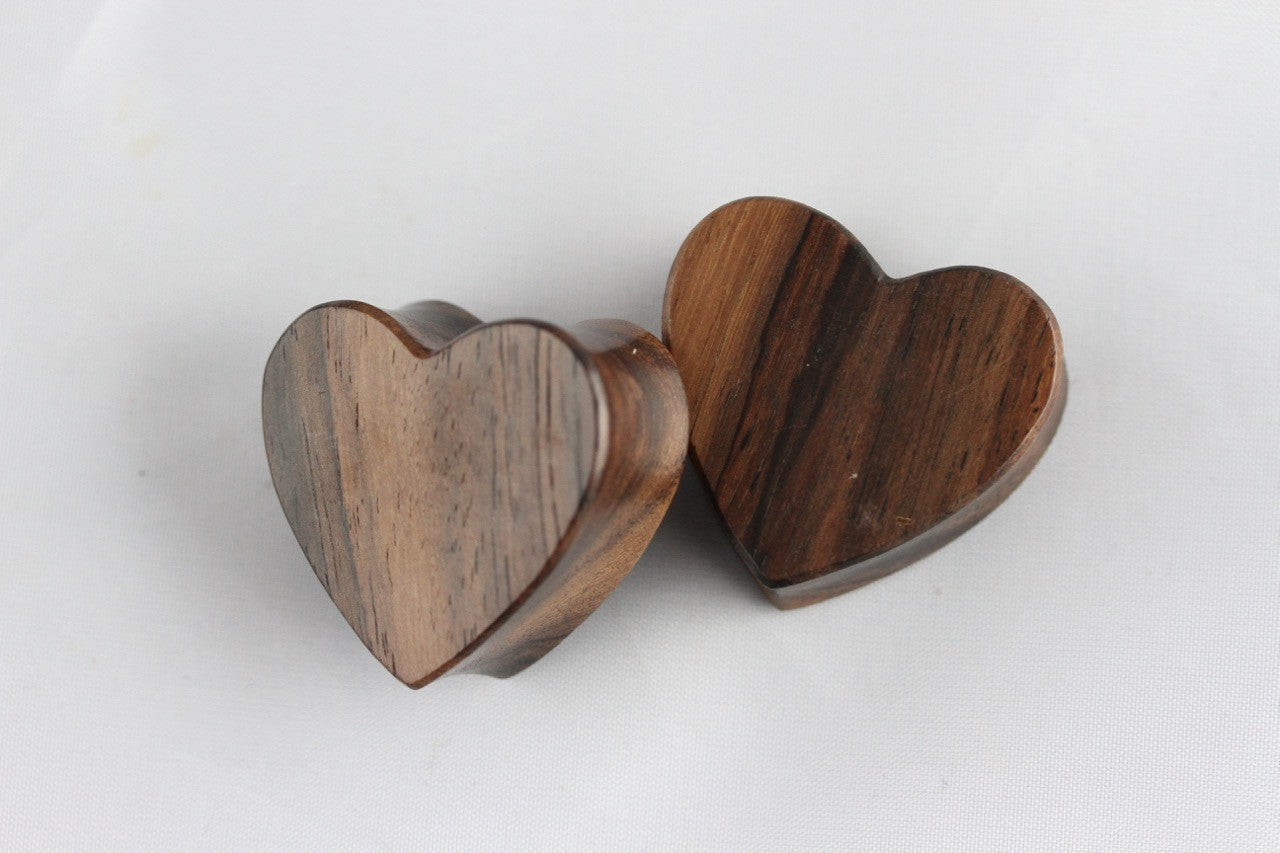Wood Heart Gauges pair