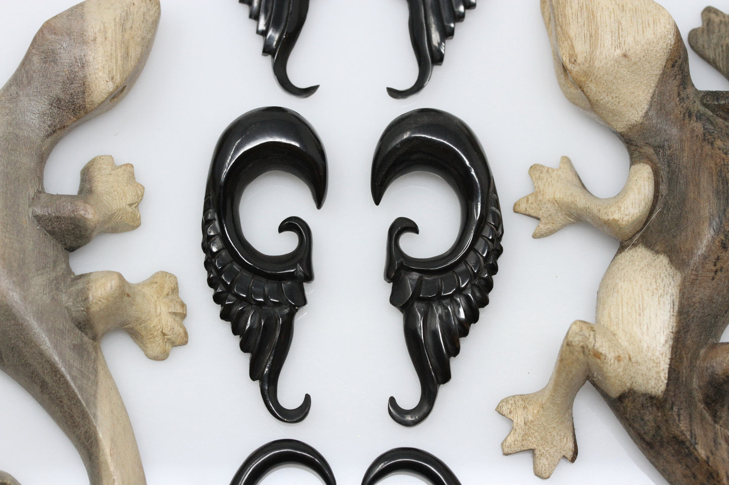 Horn Feather Hanger Plugs - Pair 1