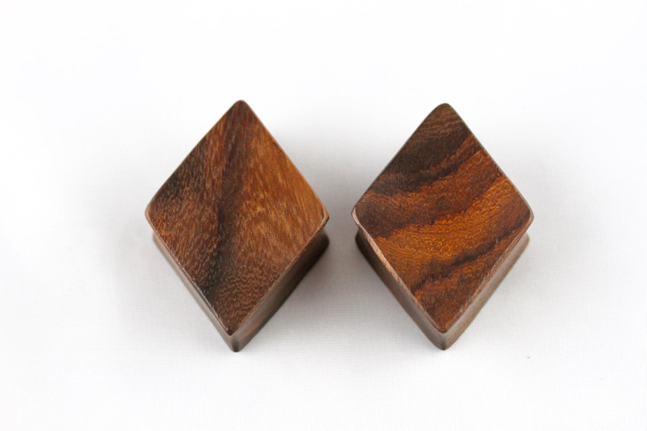 Wood Diamond Shaped Plugs - Pair 1