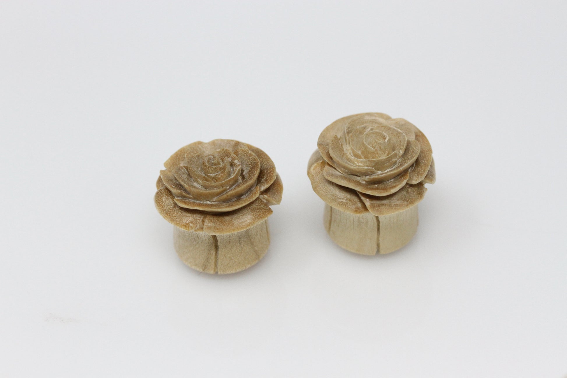 Wood Rose Plugs - Pair 2