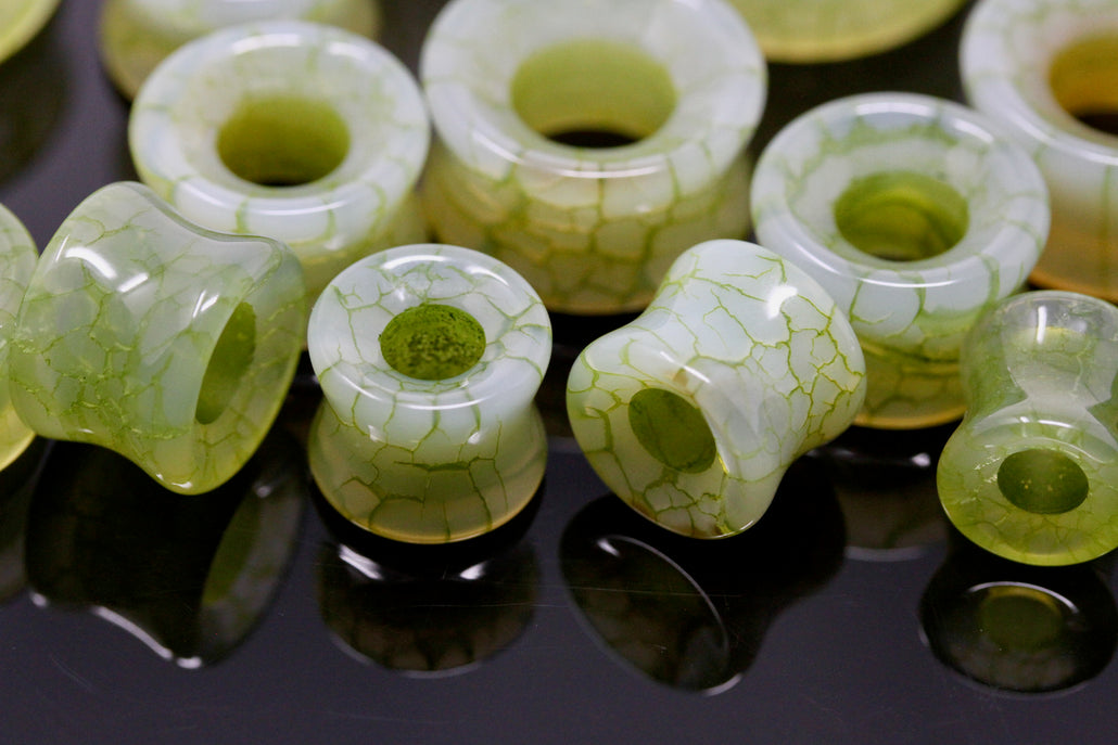 Imperial Green Dragon Scale Tunnels - (Pair) - PH68