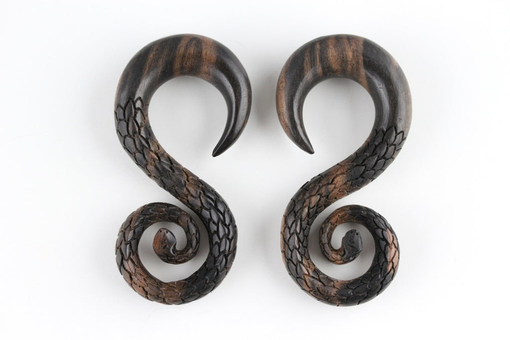 Wood Snake Hanger Plugs - Pair 1
