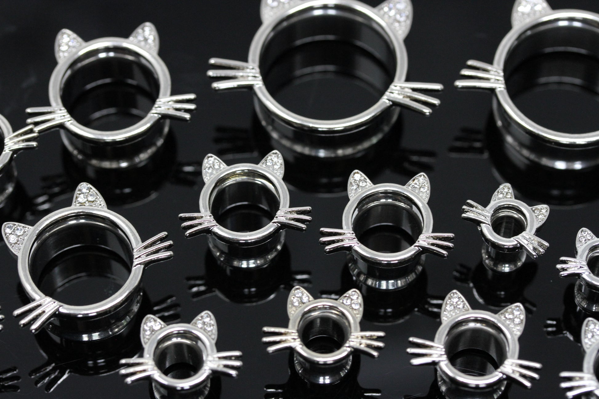 Stainless Steel Double flare cat shaped tunnel plug