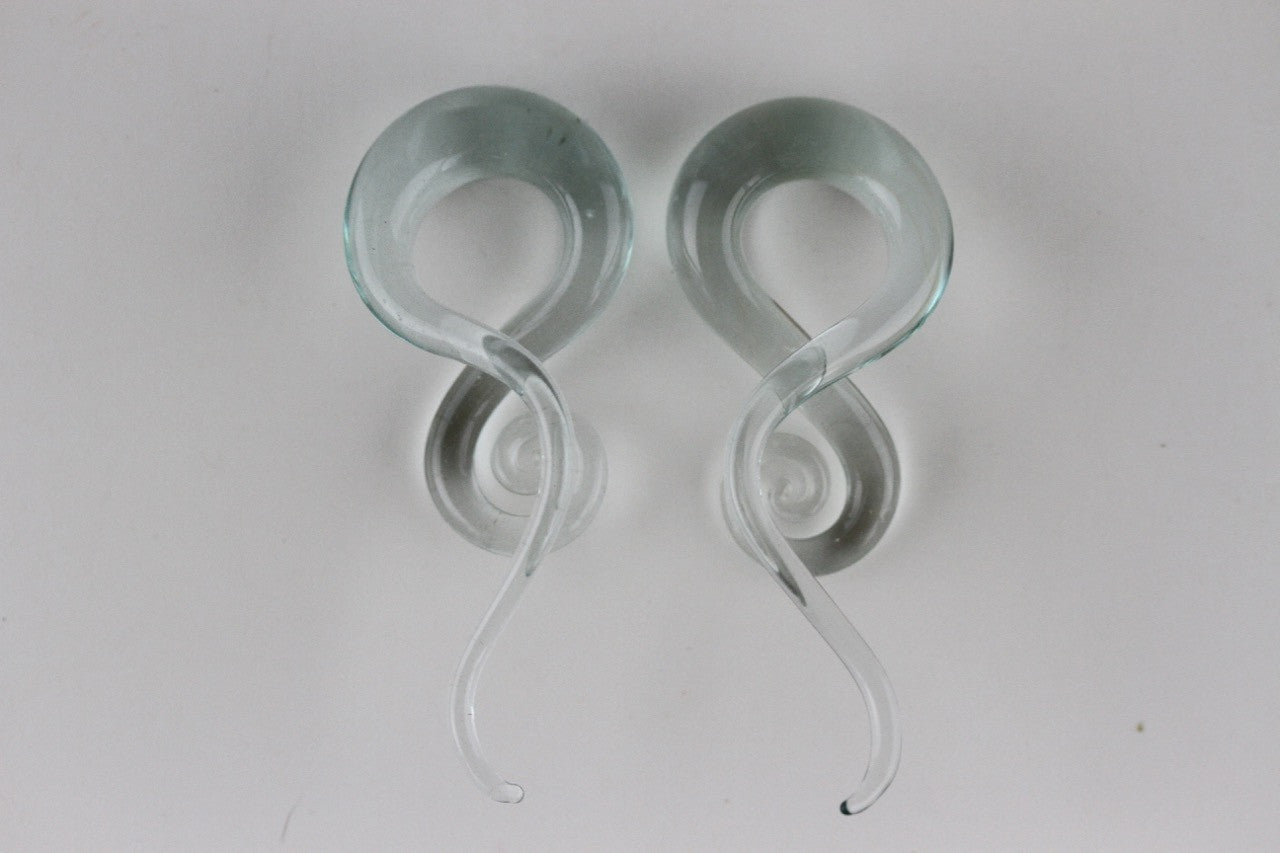 Clear Glass Twister Plug - pair 2