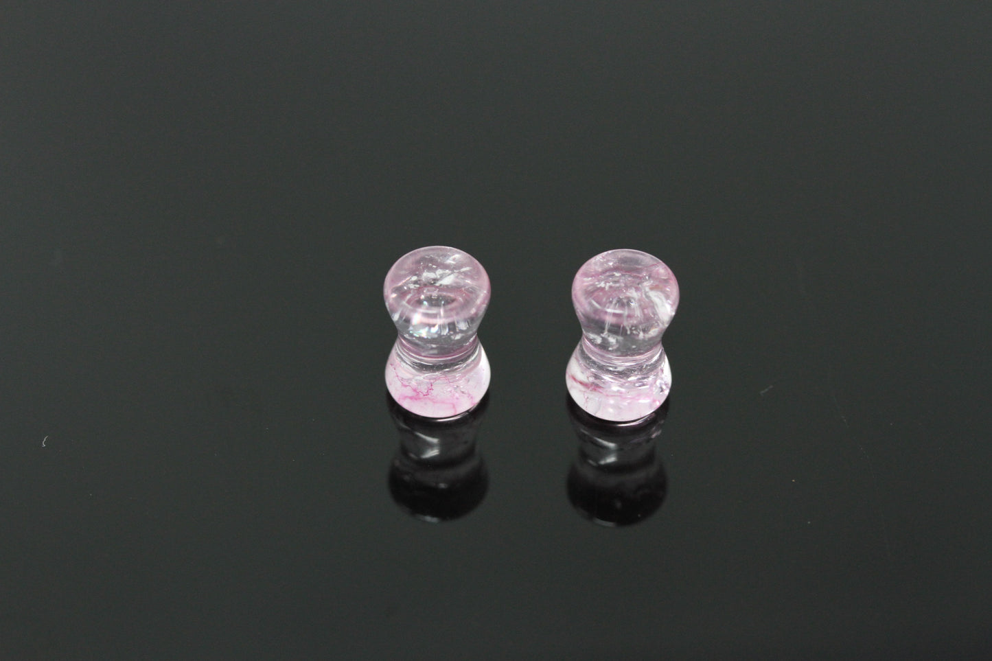 Pink Shatter Glass Plugs - Pair 3