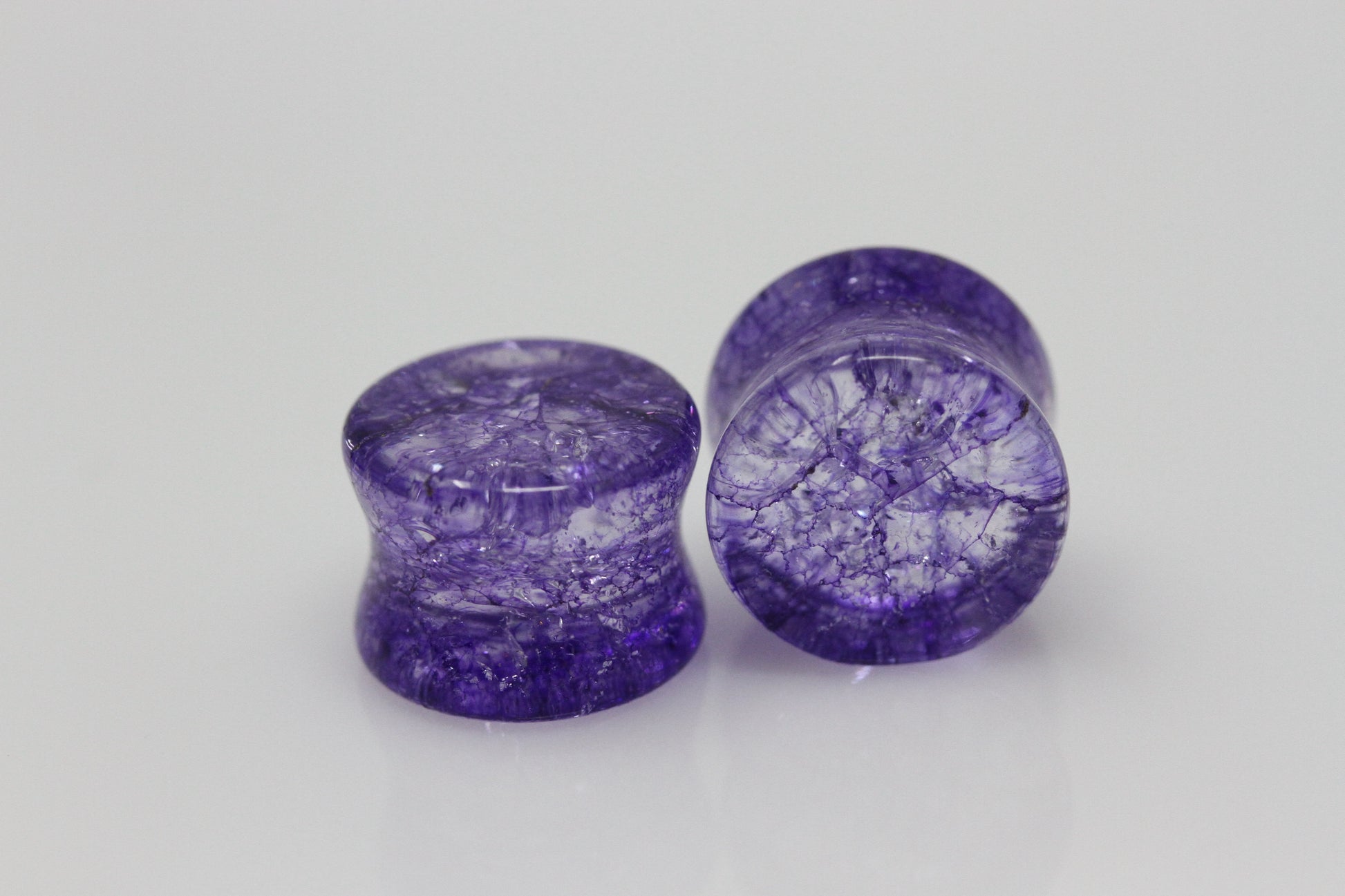 Purple Shattered Glass Plugs - Pair 4
