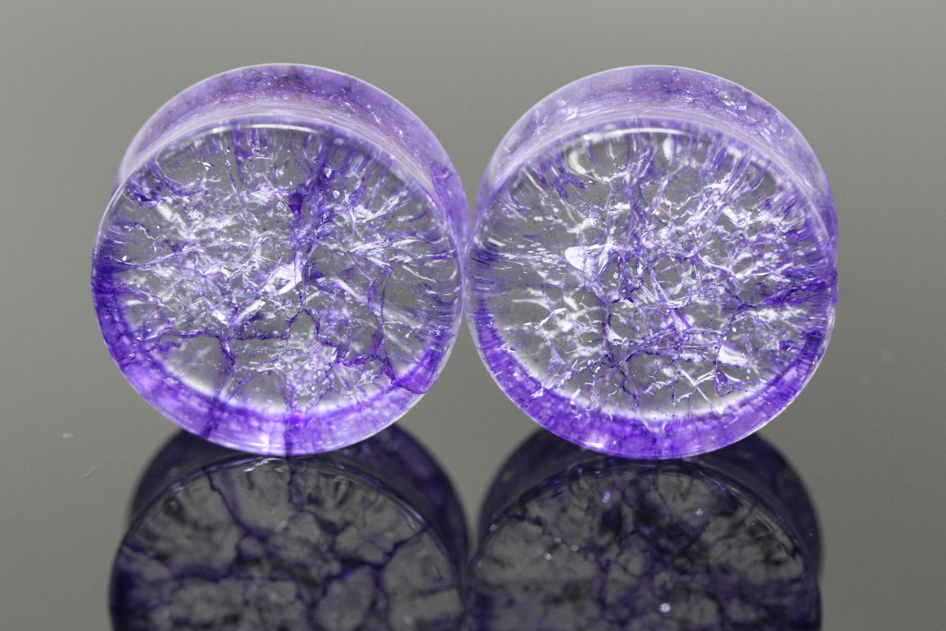 Purple Shattered Glass Plugs - Pair 1