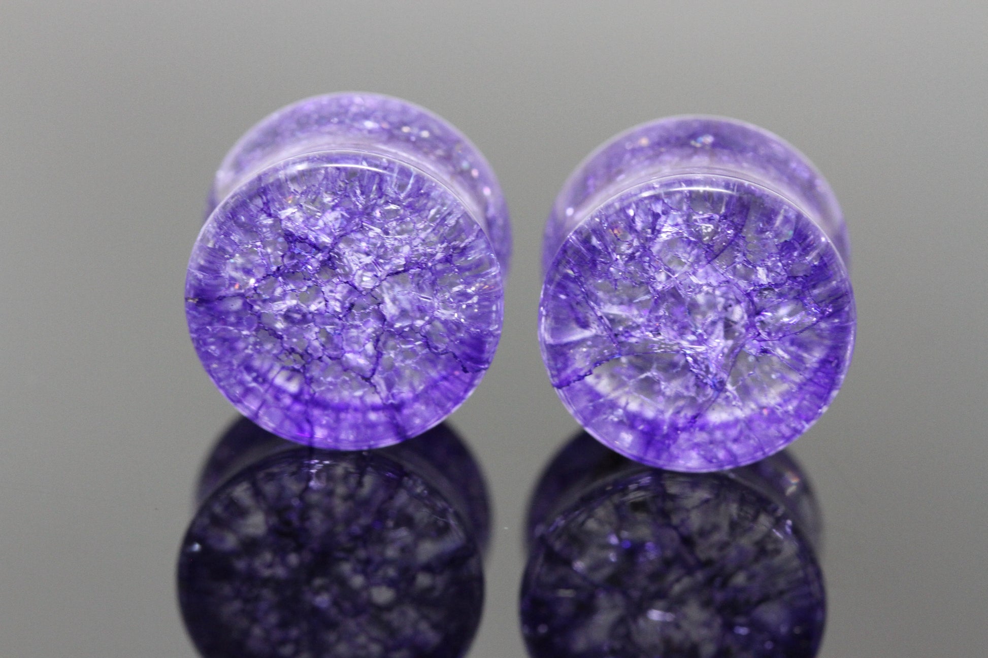 Purple Shattered Glass Plugs - Pair 2
