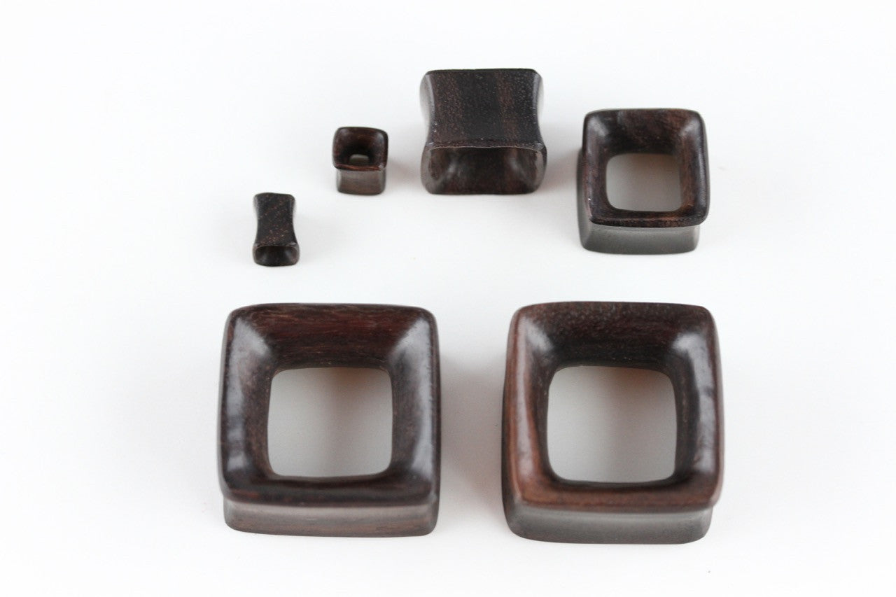 Hand Carved Sono Wood Square Tunnel Plugs