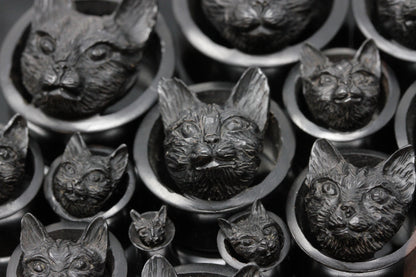 Black Halloween Cat Wooden Plugs - (Pair) - PA115