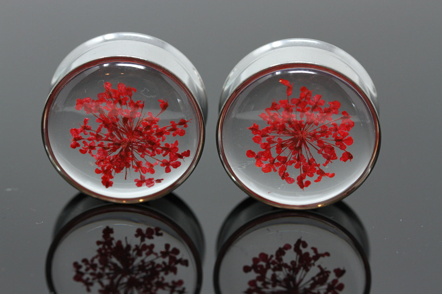 Red Flower Plugs - Pair 2