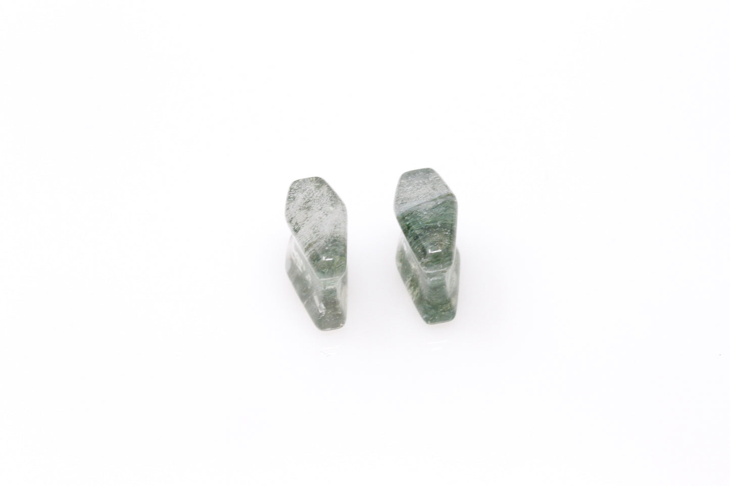 Moss Agate Coffin Plugs - Pair 4