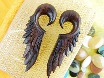 Wood Feather Ear Plugs