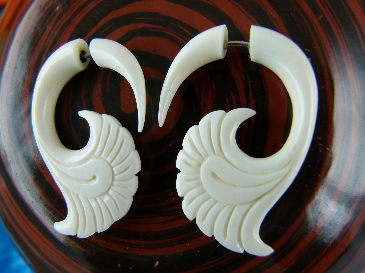 Fanned Feather Bone Earrings