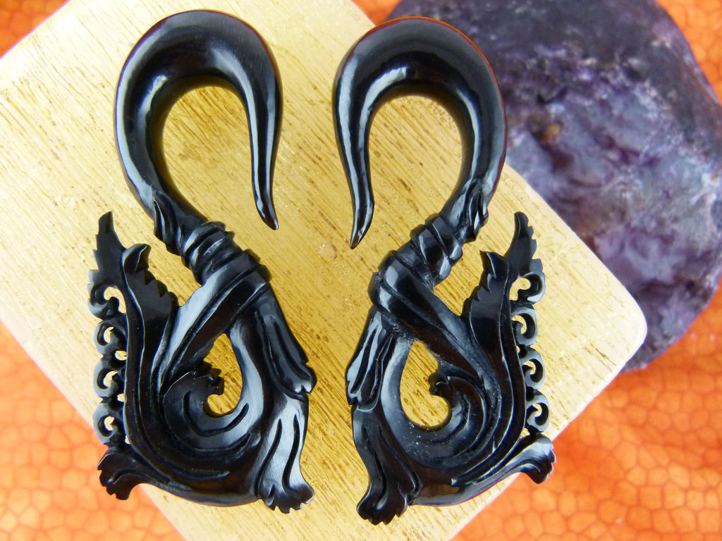 Black Horn Stretching Earrings