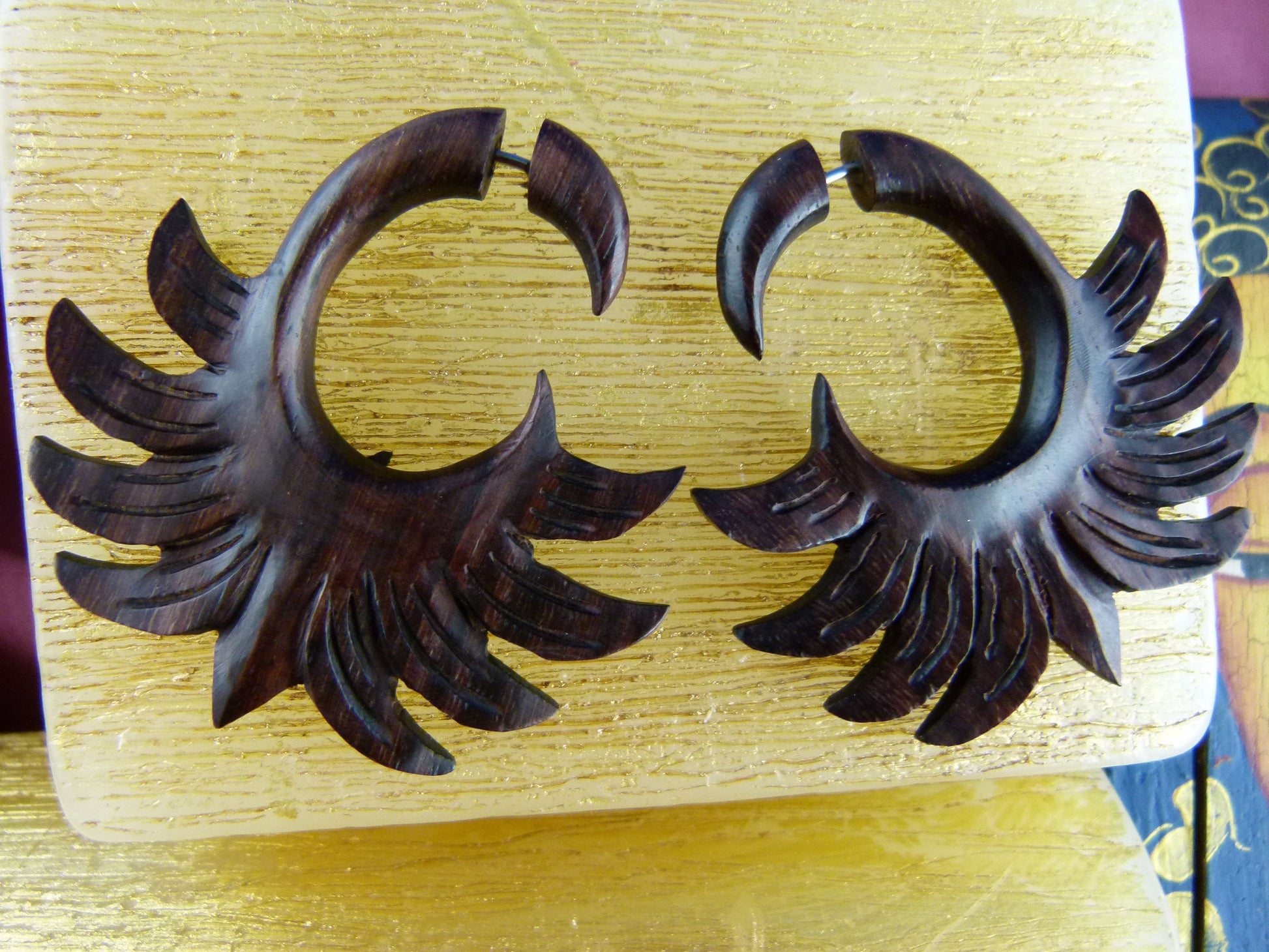 Sono Wood Feather Hanger Plugs - Pair 3